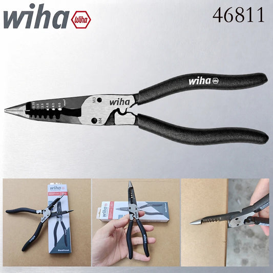 Wiha 46811 6-in-1 Needle Nose Wire Stripper Pliers - 200mm BlackForest Multi-Purpose Repair Tool