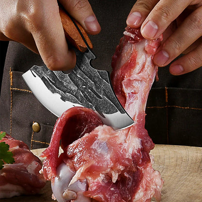 Forged Viking Meat Cleaver – Portable Kitchen Chef Knife for Boning, Fruit Cutting, BBQ & Utility, with Can Opener