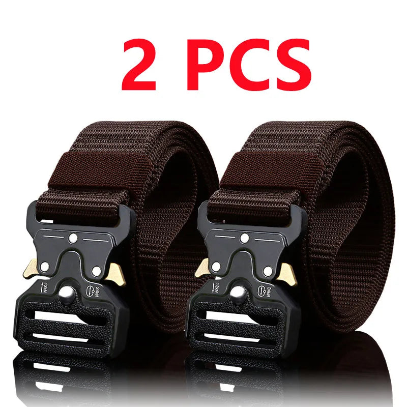 2PCS Men's Tactical Belts – Durable Adjustable Outdoor Hunting & Sports Belt