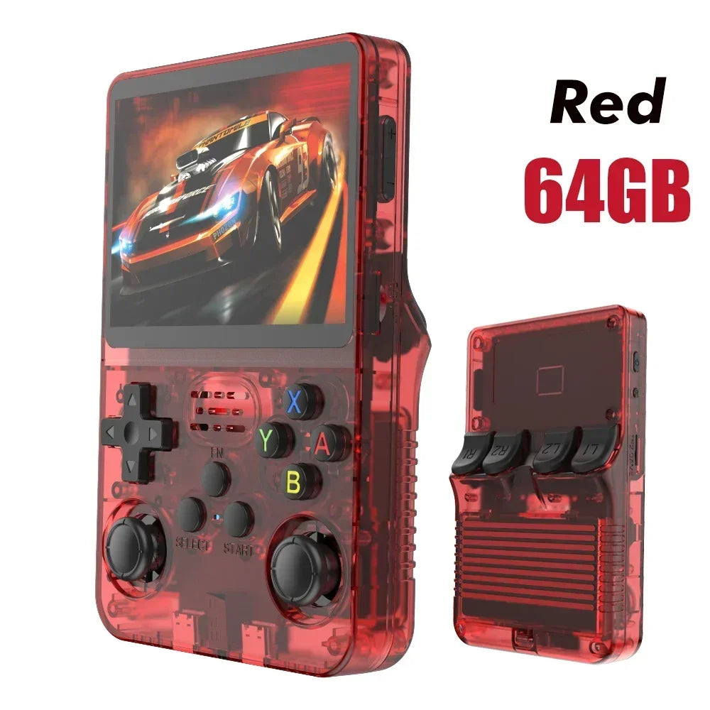 128GB Open Source R36S Video Game Console – Linux System, 3.5 Inch IPS Screen, Orange Portable Pocket Player with 64GB of Best Games