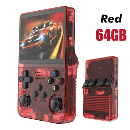 128GB Open Source R36S Video Game Console – Linux System, 3.5 Inch IPS Screen, Orange Portable Pocket Player with 64GB of Best Games