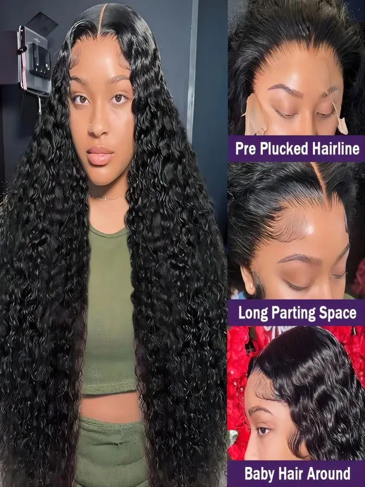 40-50 Inch Deep Wave Lace Front Wig – 13x6 & 13x4 Full Lace Frontal, 200% Remy Human Hair for Black Women