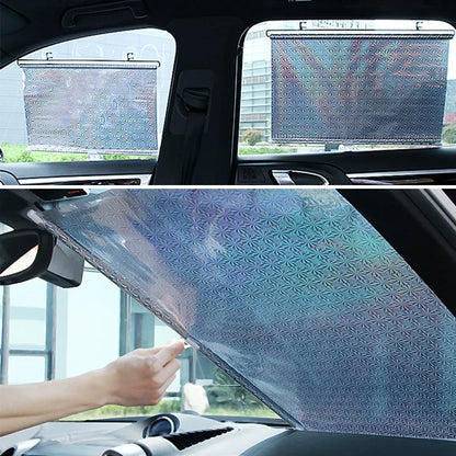 Universal Car Sunshade Curtain: Rear Side Window & Windshield Sun Block - Black Cover with Suction Cups, Essential Car Accessory