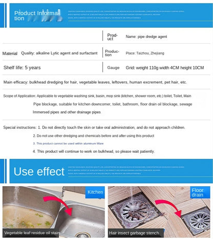 100g Powerful Sink Drain Cleaner – High-Efficiency Clog Remover, Kitchen Sewer & Pipe Cleaning Powder