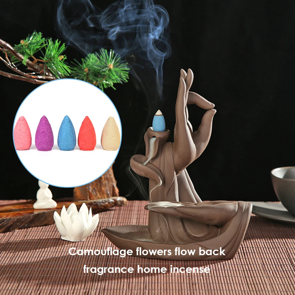 Natural Incense Mixed Backflow Cones – Waterfall Smoke Burner for Aromatherapy, Tea Room, Yoga, & Meditation