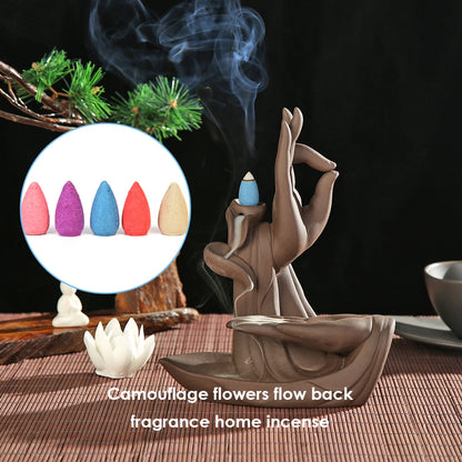 Natural Incense Mixed Backflow Cones – Waterfall Smoke Burner for Aromatherapy, Tea Room, Yoga, & Meditation