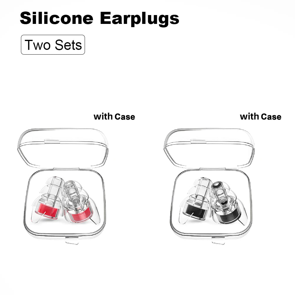 High-Fidelity Silicone Earplugs with Storage Case - Reusable Noise-Reducing Ear Plugs for Concerts, Musicians, Motorcycles, and Sound Sensitivity