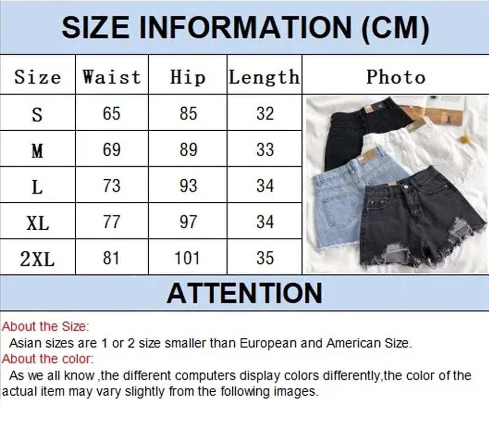 Summer Women’s Korean High Waist Cowboy Denim Shorts — Casual White Jeans with Pockets, Tassels & Ripped Holes Y2K Style