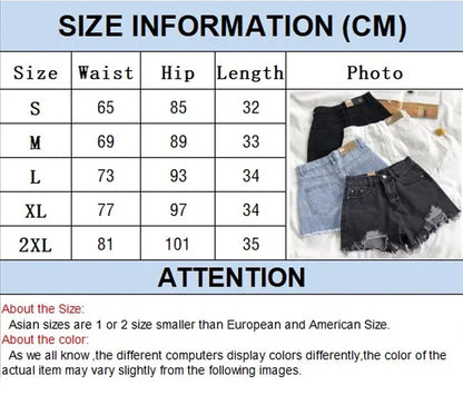 Summer Women’s Korean High Waist Cowboy Denim Shorts — Casual White Jeans with Pockets, Tassels & Ripped Holes Y2K Style