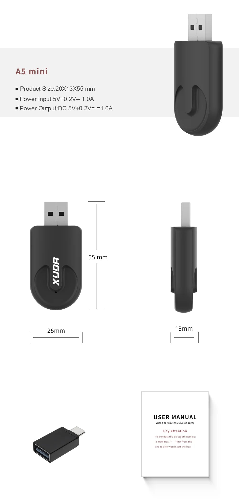 XUDA 2025 Wireless CarPlay & Android Auto Adapter – Smart Mini Plug & Play Box with Fast WiFi Connection, Universal for Nissan Vehicles