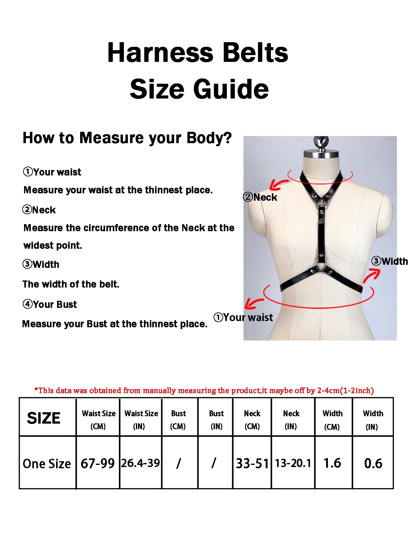 Women's Goth Punk Harness Belt - PU Leather Studded Decorative Straps