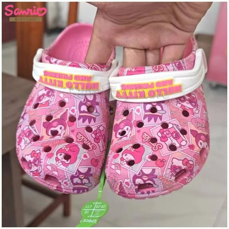 Sanrio Hello Kitty & Kuromi Girls' Summer Slippers – Non-Slip Soft Sole Wrap Toe Sandals