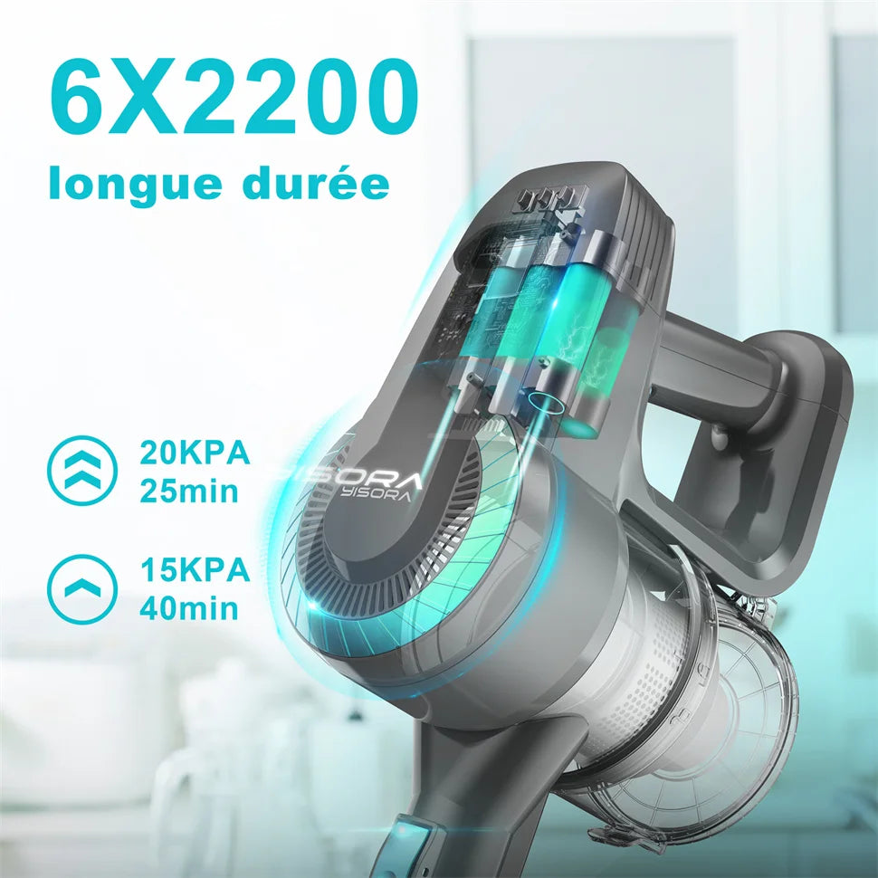 YISORA N300 Cordless Upright Vacuum Cleaner - 20Kpa Ultra Lightweight Stick Vacuum for Carpet, Hard Floor, Car, and Pet Hair