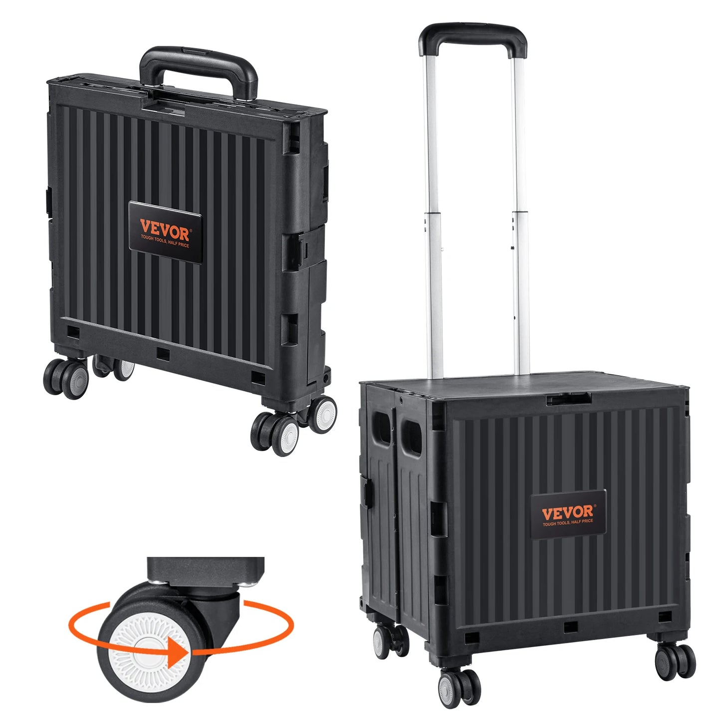 VEVOR Foldable Utility Cart – Portable Handcart with Telescoping Handle & Wheels for Shopping, Travel, Office, and Garden Use