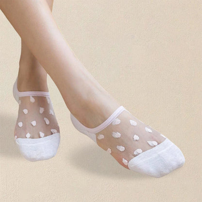 5 Pairs Women's Polka Dot Ankle Socks – Trendy, Breathable & Comfortable Casual Short Socks