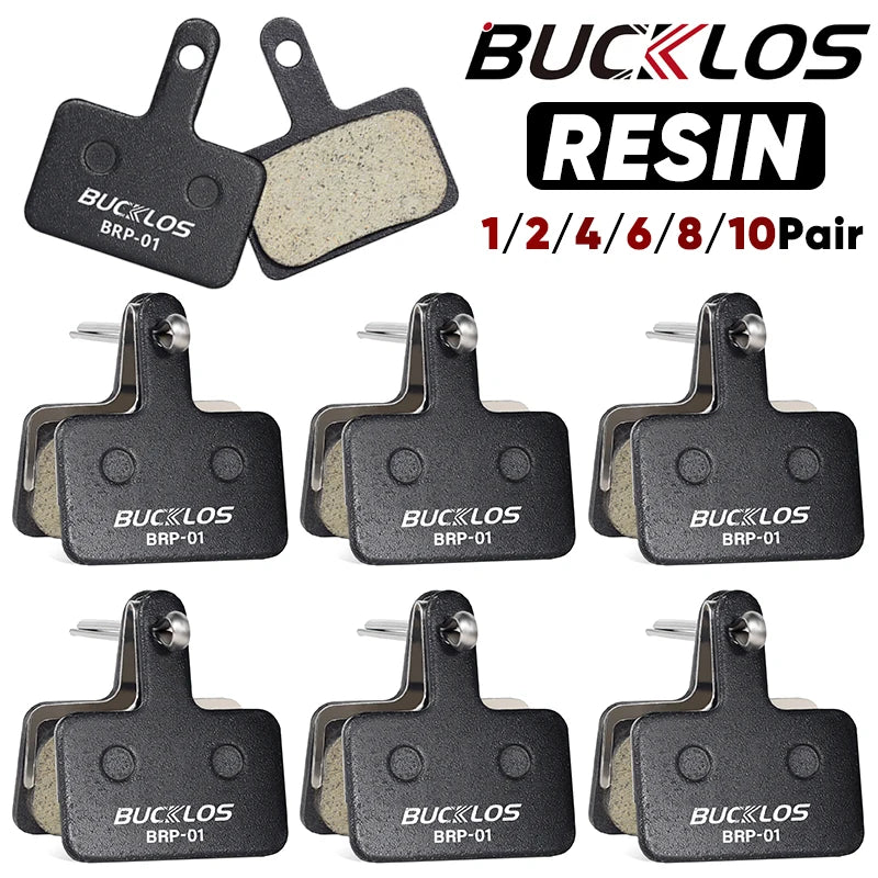 BUCKLOS Resin Disc Brake Pads - Wear-Resistant Hydraulic MTB Brake Pads Compatible with Shimano B01S, B03S & B05S