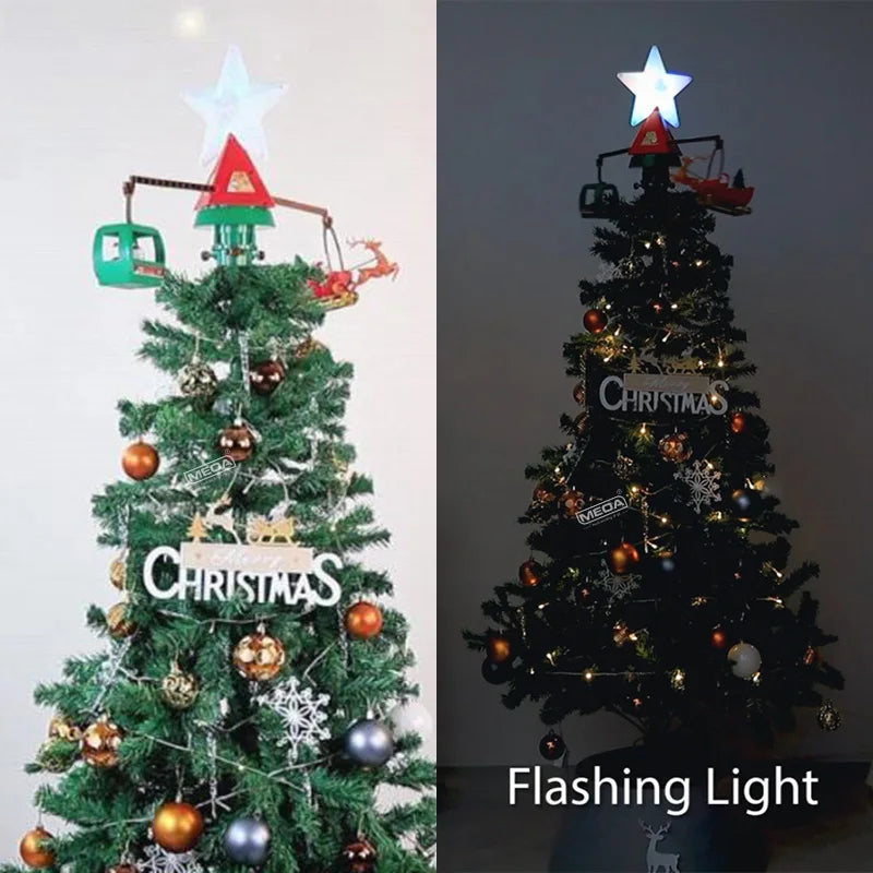 Battery Operated Railway Train with Sound & Light – Electric Christmas Tree Top Star Track Toy for Kids