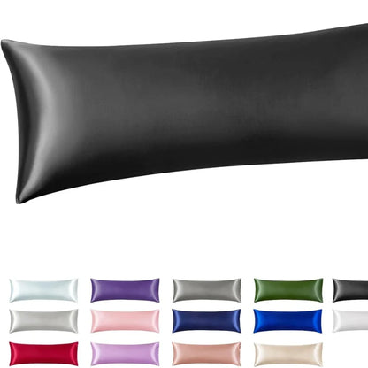 Black Silk-Like Satin Pillowcase – Standard Size Smooth Cooling Pillowcase for Hair & Skin
