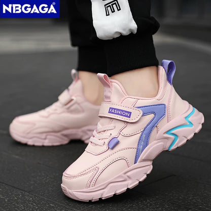 Kids Sport Casual Shoes — Leather Sneakers for Girls & Boys (Ages 5-16), Outdoor Running, Soft Sole, Anti-Slip Walking Footwear
