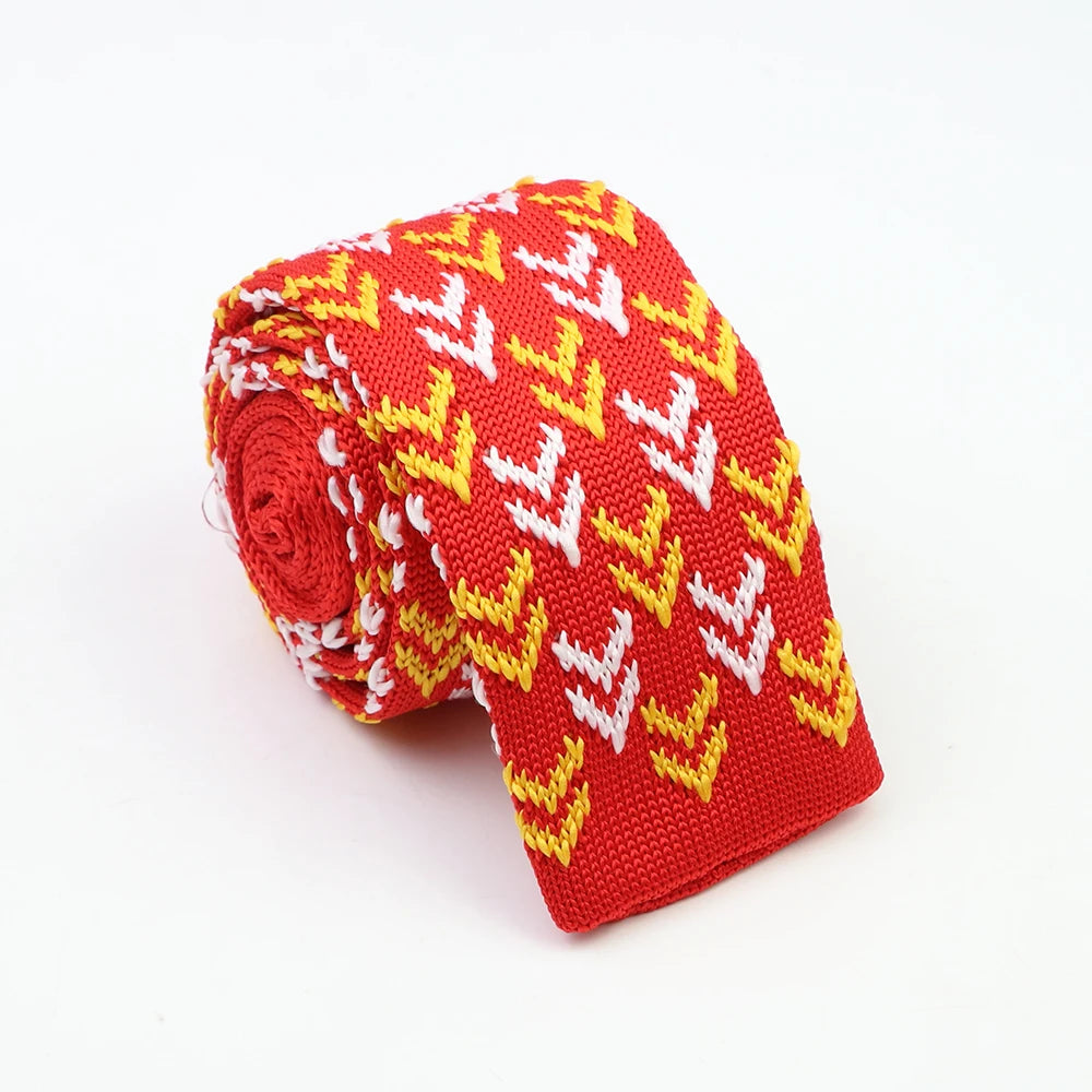 Classic Knit Neck Tie for Men — 6cm Plaid & Dots Casual Business Wedding Tie
