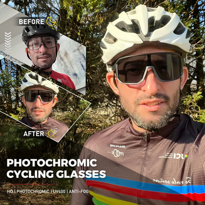 SCVCN Photochromic Cycling Glasses – UV400 Sports Sunglasses for Bike, Mountain, Golf, Baseball – Men and Women