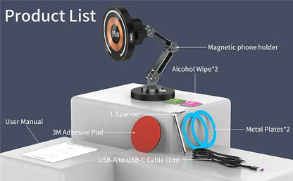 Magnetic Wireless Car Charger Stand – Fast Charging Mount for MagSafe iPhone 15/14/13/12