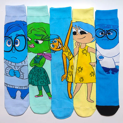 Cartoon Anime Crew Socks - 5 Pairs Unisex Hip Hop Street Style Novelty Casual Socks for Men and Women