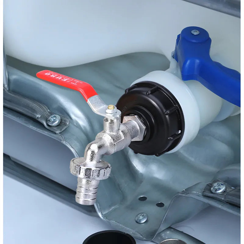 IBC Tank Tap Connector - S60x6 Coarse Thread x 1/2'' 3/4'' Water Coupling Adapter, 1000L Garden Home Replacement Valve Fitting