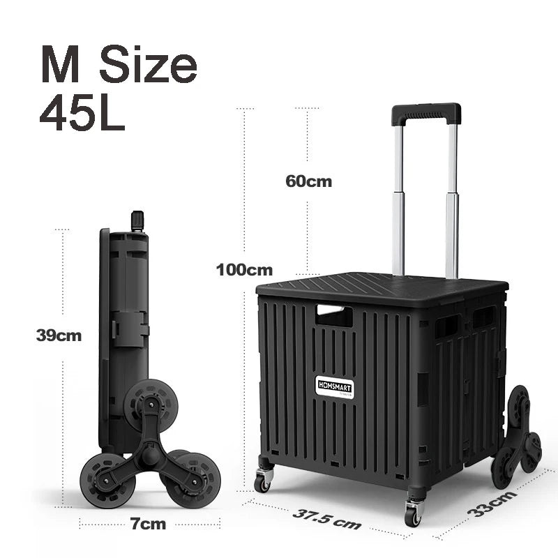 45/65L Folding Shopping Cart Trolley – Portable Home Cart with 2/4/8 Wheels