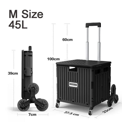 45/65L Folding Shopping Cart Trolley – Portable Home Cart with 2/4/8 Wheels