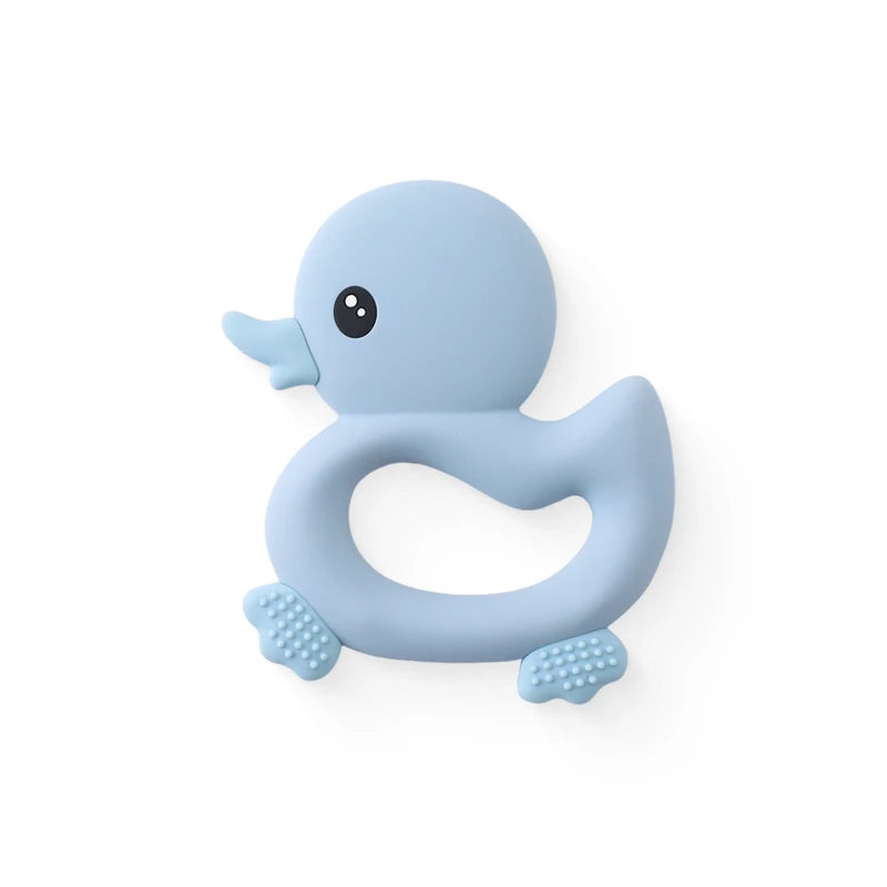 Baby Silicone Teether Toy - Cartoon Rattle Gum Relief Infant Teething Accessory for 0-12 Months