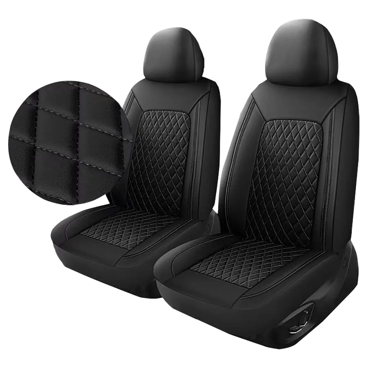 Universal PU Leather Driver Seat Cover - Single-Line Diamond Grid Car Seat Protector