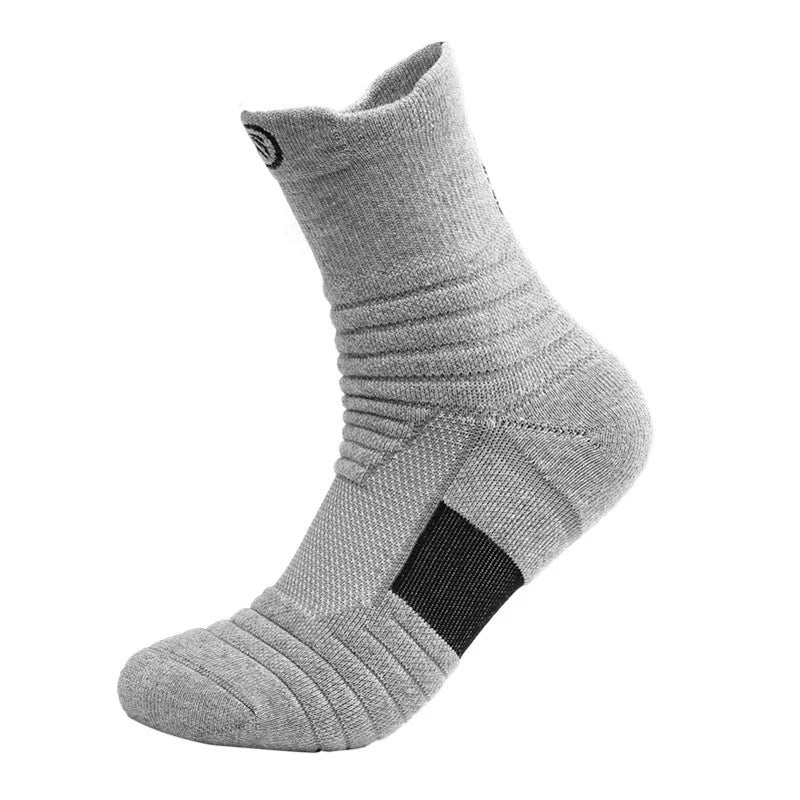 1/3 Pairs Men’s Compression Socks – Breathable Sports, Basketball, Cycling, and Running High Elastic Towel Tube Socks