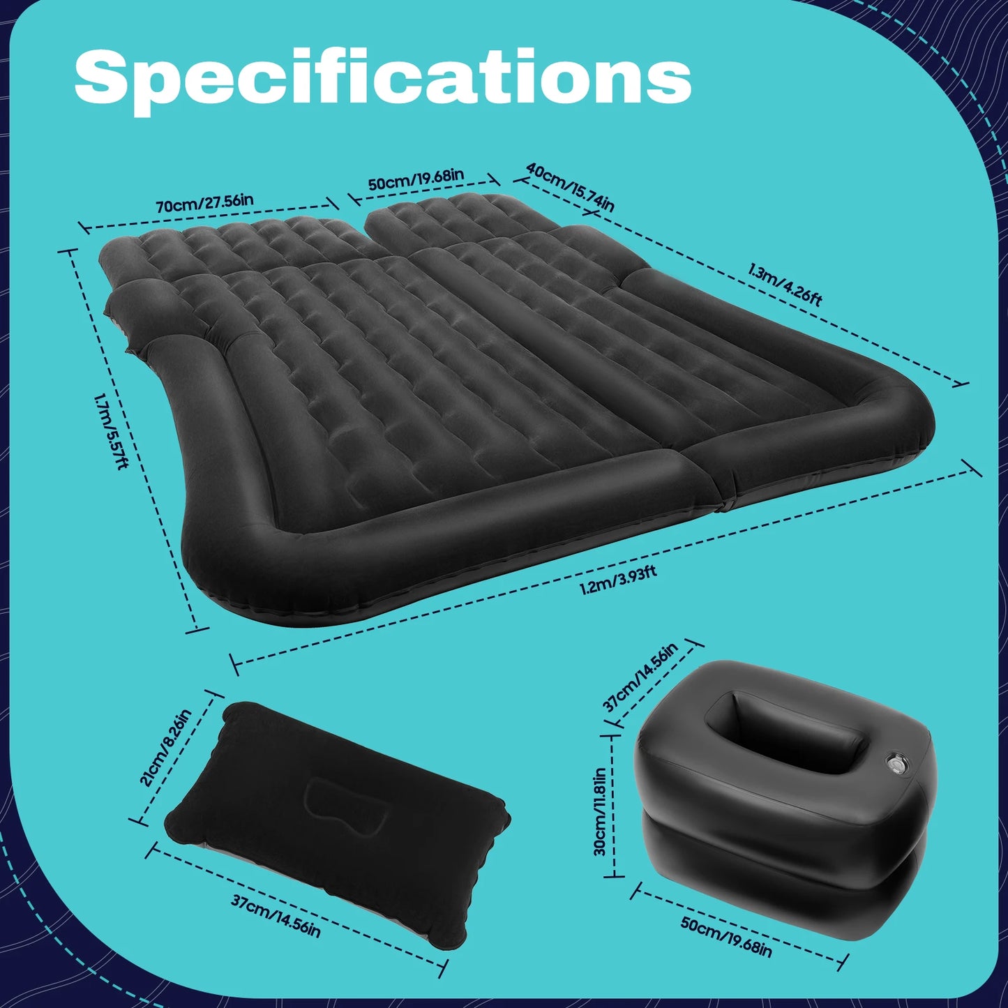 Universal Foldable Inflatable Car Bed - Portable Back Seat Air Mattress Set with Pump & Pillow