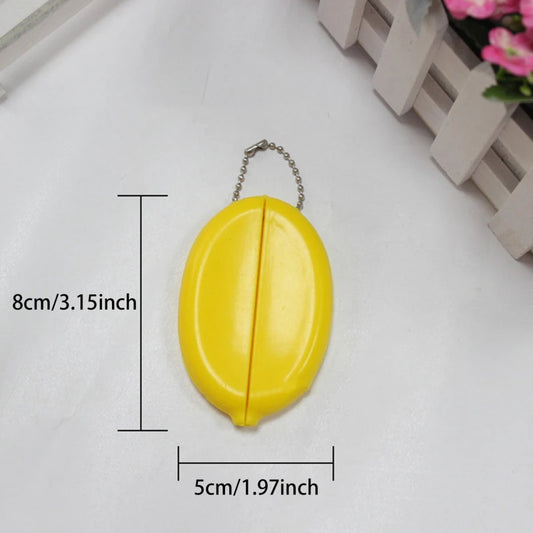Small Oval PVC Coin Purse – Colorful Change Holder with Chain for Travel & Accessories
