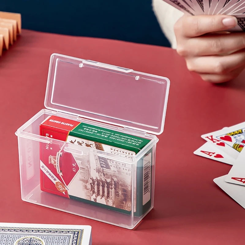 Plastic Playing Card Storage Box | Empty Card Case Holder with Snap Closure