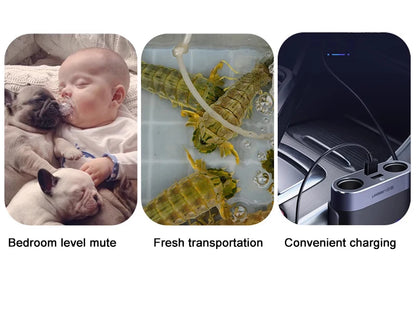 4800mAh USB Aquarium Air Pump - Portable & Ultra Silent Fish Tank Compressor for Indoor/Outdoor Use