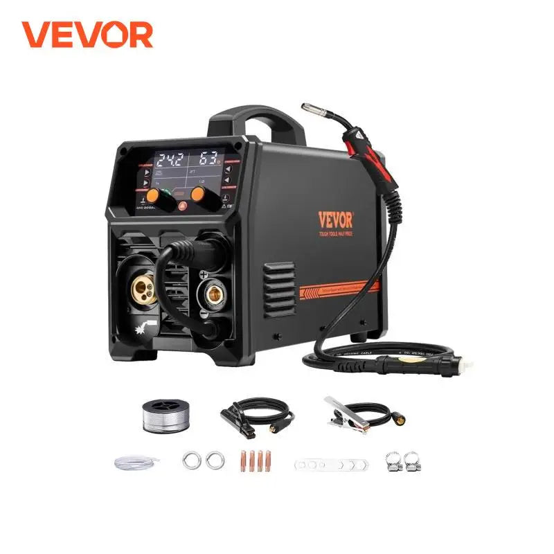VEVOR 5-in-1 200A MIG Welder – Gas/Flux Core MIG, Stick, Lift TIG, AU TIG with LCD Display