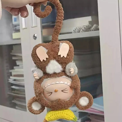 Labubu 17cm Heartbeat Macaron Monkey Toy – Stand-Up Dress-Up Jacket & Pants Suit