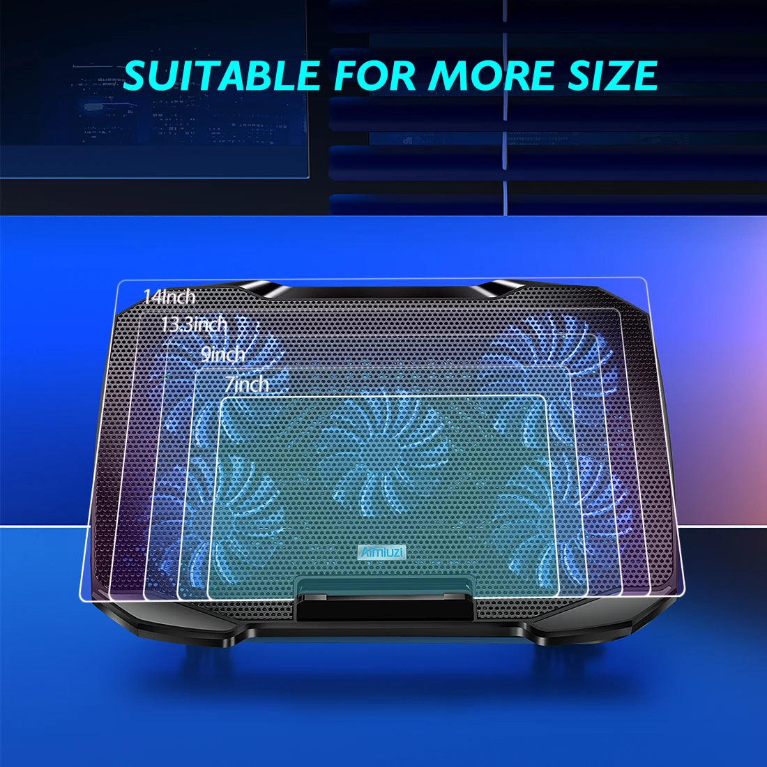COOLCOOLD Laptop Cooling Pad for 12-17 Inch Laptops - Stand with 5 Quiet Fans, 5 Adjustable Angles, and Phone Holder