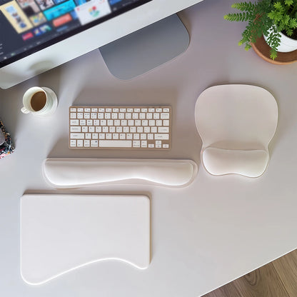 Ergonomic Keyboard Wrist Rest & Mouse Pad Set (3-Piece) with Memory Foam Cushion & Non-Slip Rubber Base for Comfort Support