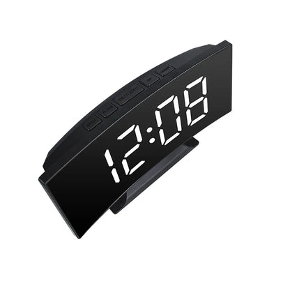 Noiseless LED Mirror Alarm Clock — Large Digital Display Silent Electronic Clock
