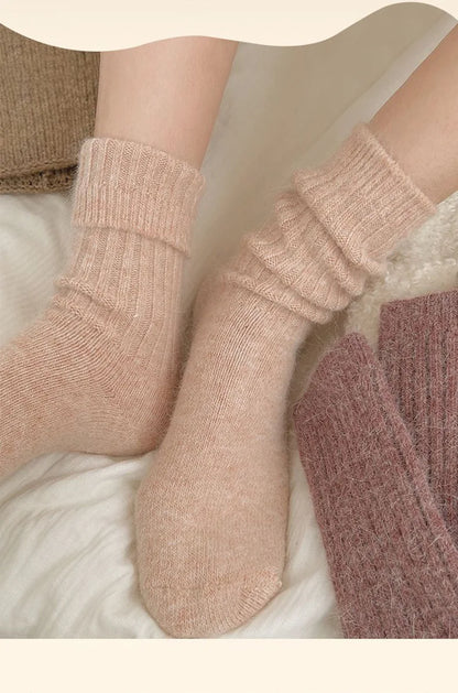 Winter Cashmere Wool Socks for Women – Warm Thicken Thermal Long Socks, Japanese Harajuku Style
