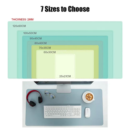 Large PU Leather Desk Protector Mat — Waterproof Non-Slip Mouse & Keyboard Pad