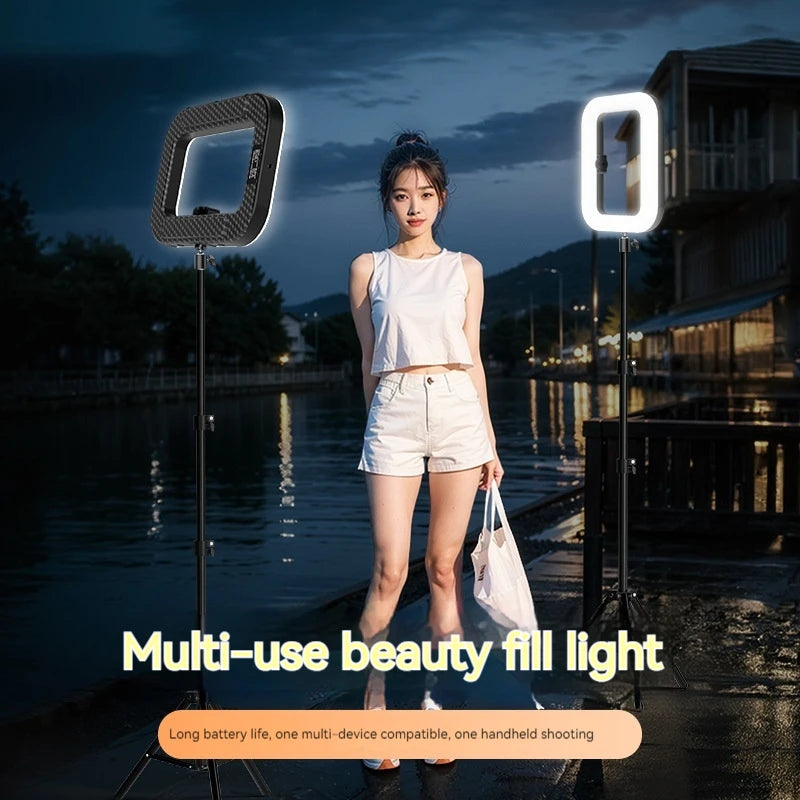 New Handheld Ring LED Light – Rechargeable Portable Fill Light for Mobile Phone, Live Broadcast, Photography, and Selfies