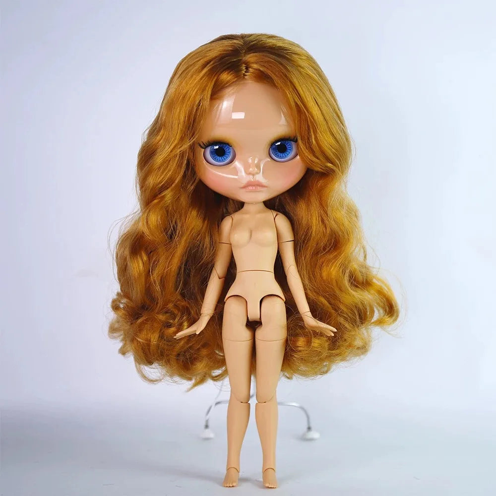 ICY DBS Blythe Doll – 30CM Tan Skin Matte & Glossy Face, Pouting Lips, 19-Joint BJD DIY Costume Doll Gift