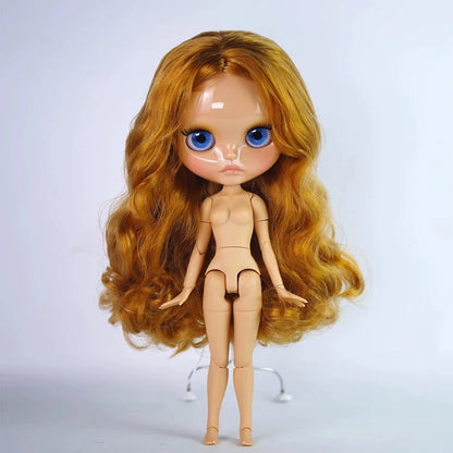 ICY DBS Blythe Doll – 30CM Tan Skin Matte & Glossy Face, Pouting Lips, 19-Joint BJD DIY Costume Doll Gift