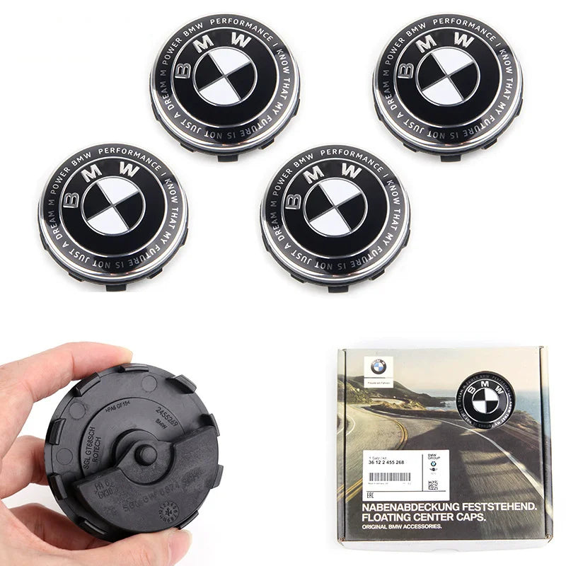 BMW Floating Wheel Center Caps - 4-Piece 56mm/68mm Wheel Hub Caps for BMW Models