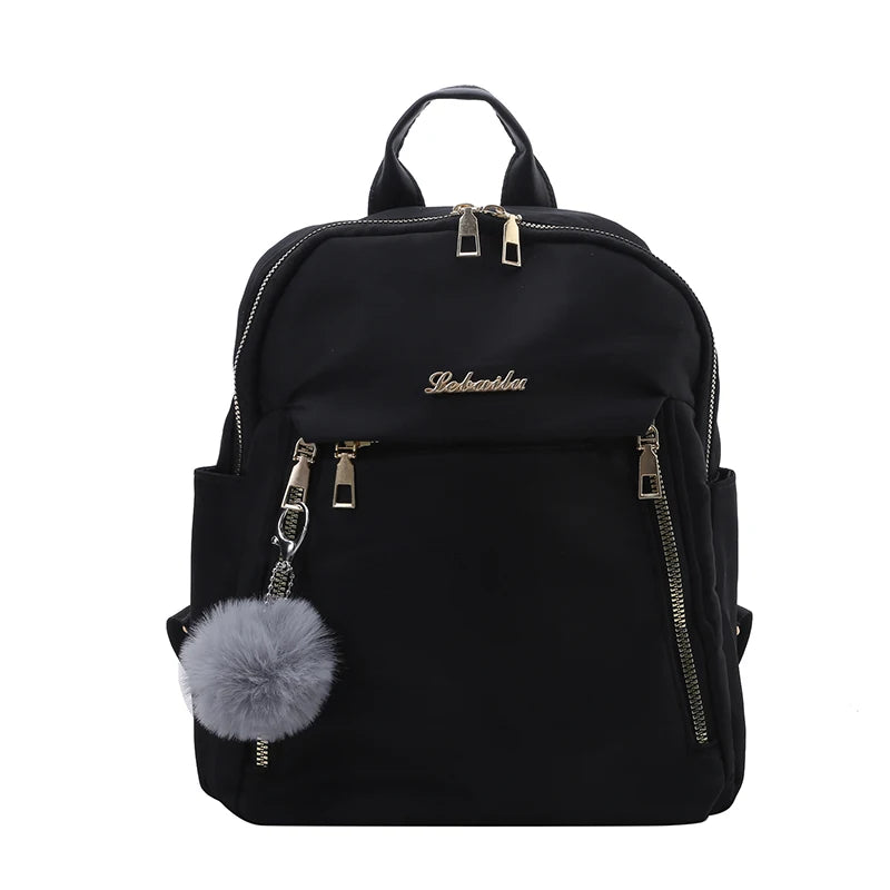 Simple PU Black Large Capacity Backpack - Unisex Travel Bag, Schoolbag for Women, Harajuku High Street Style