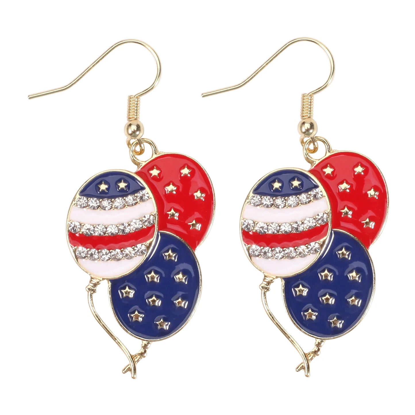 USA Flag Heart Star Cross Earrings - Patriotic Independence Day Dangle Jewelry for Women